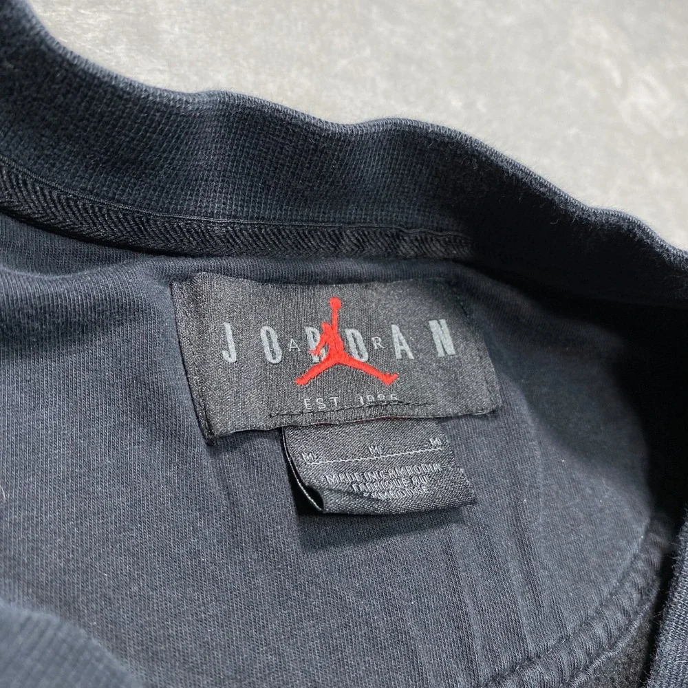 Jordan Nike Shirt Mens M Fleece Crew‎ Neck Pullover Sweatshirt Jumper Black